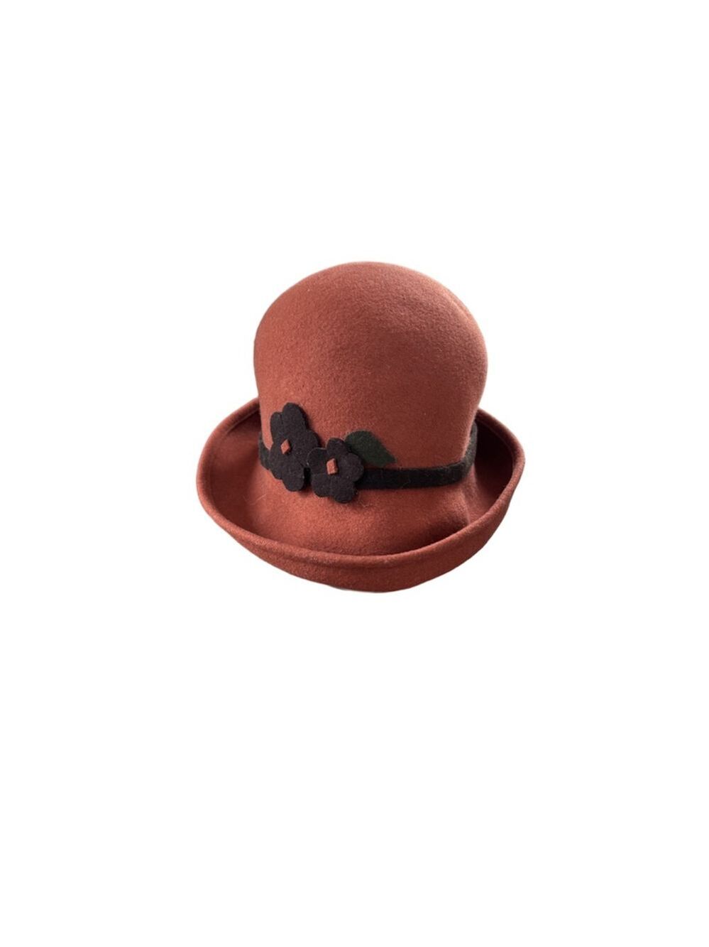 Women's Toucan Collection Rust & Black Felt Cloche Hat One Size